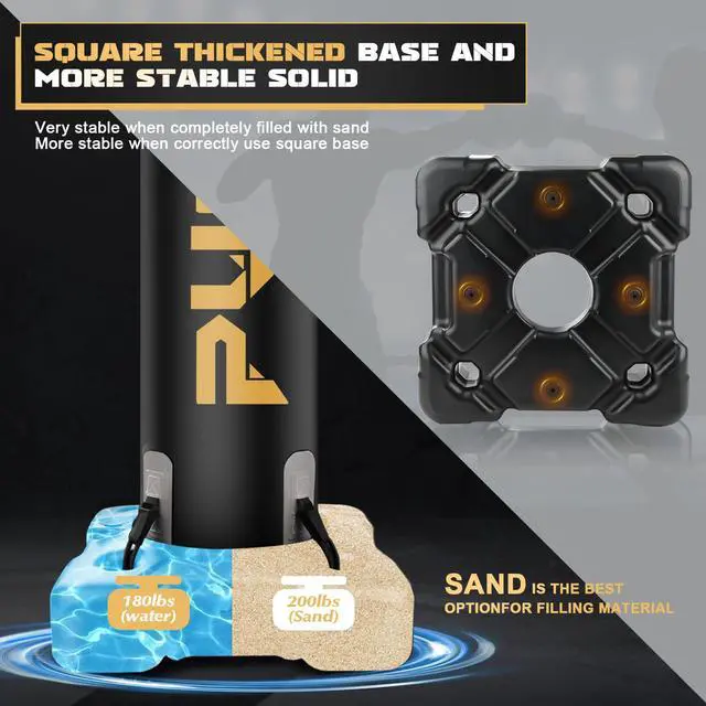 Alt view image 5 of 7 - Heavy Boxing Bag with Stand for Adult Teens, Freestanding Inflatable Punching Bag with Gloves, Men Women Stand Kickboxing Boxing Set for Martial Arts MMA Home Gym Exercise Training Equipment