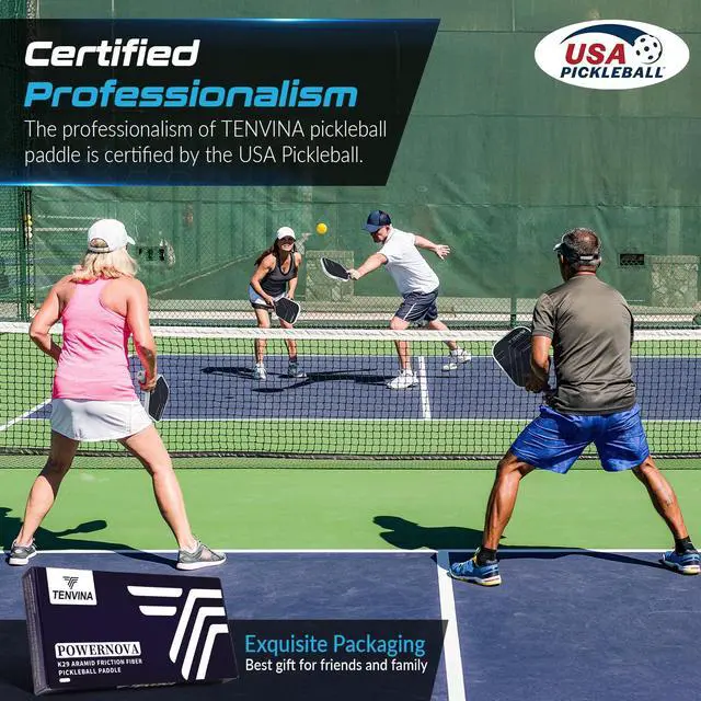 Alt view image 7 of 7 - TENVINA Pickleball Paddles, Multi-Layer T700SC Textured Carbon Fiber Pickleball Paddle, Pickle Ball Paddle with Strong Spin & Power Surface, 4-Types of Shapes and Thicknesses, USAPA Approved