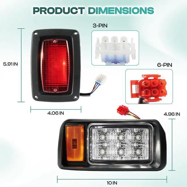 Alt view image 5 of 7 - Club Car DS Led Light Kit, Golf Cart Led Lights for Club Car DS 1993-Up Gas and Electric Golf Carts, Factory Style Headlight and Tail Light Assembly OEM 101988002 101988001
