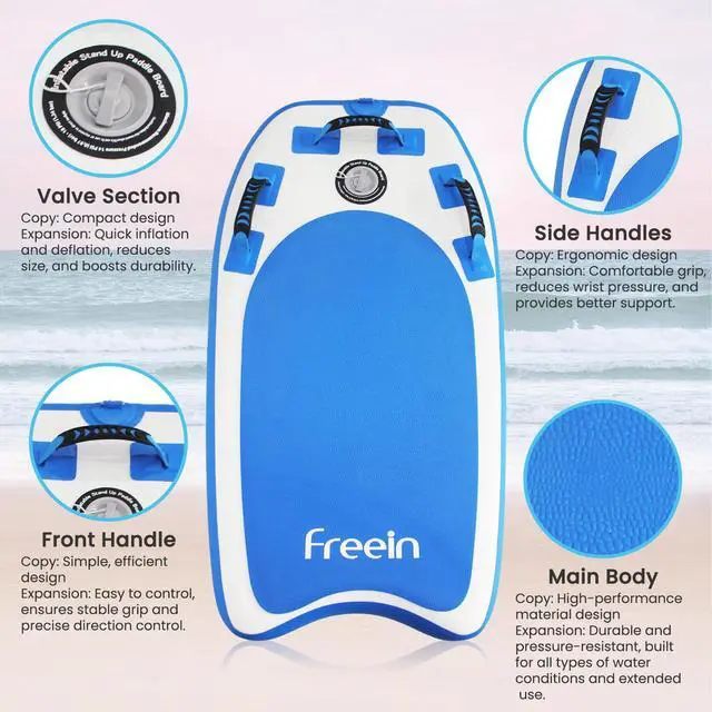 Alt view image 4 of 7 - Body Board Inflatable, Surfboards BodyBoards for Beach River, Foldable Design for Easy Storage and Transport