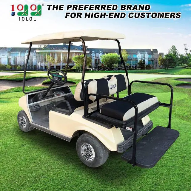 Alt view image 2 of 7 - Golf Cart Front Rear Seat Cover Set for EZGO TXT RXV & Club Car DS 2000-up(Flat Backrest), Made w/ 3D Air Mesh Polyester Fabric Breathable Washable