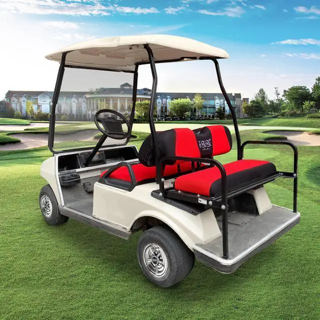 Alt view image 3 of 7 - Golf Cart Front Rear Seat Cover Set for EZGO TXT RXV & Club Car DS 2000-up(Flat Backrest), Made w/ 3D Air Mesh Polyester Fabric Breathable Washable