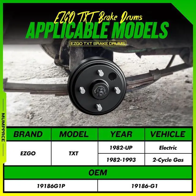 Alt view image 5 of 7 - 2 pcs Golf Cart Brake Drum Hub Assembly, EZGO Brake Drum Hub Assembly for EZGO TXT PDS 1982-up Electric & 1982-1993 2-Cycle Gas Models OEM #19186G1P, Durable, Replacement Part