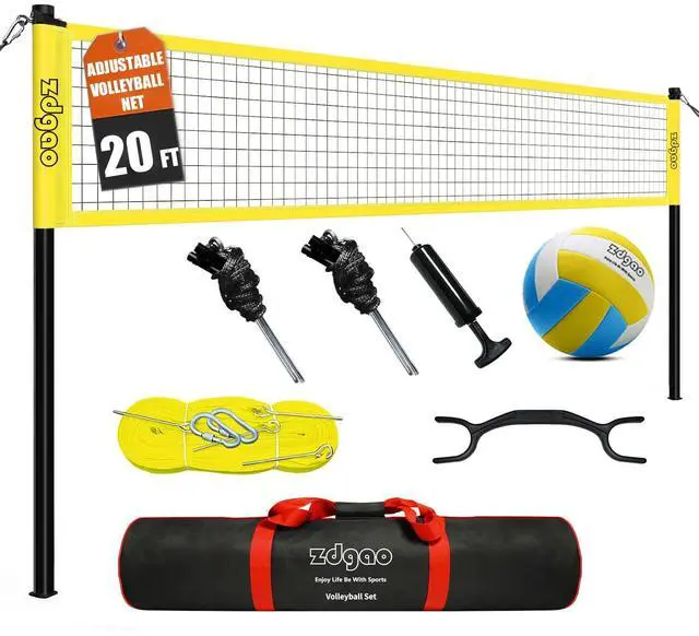 Main image of Outdoor Portable Adjustable Volleyball Net System with Bag | Complete Practice Kit| Height Adjustable|Multiple Size| for backyard, beach, and lawn play| Portable|Easy Set up