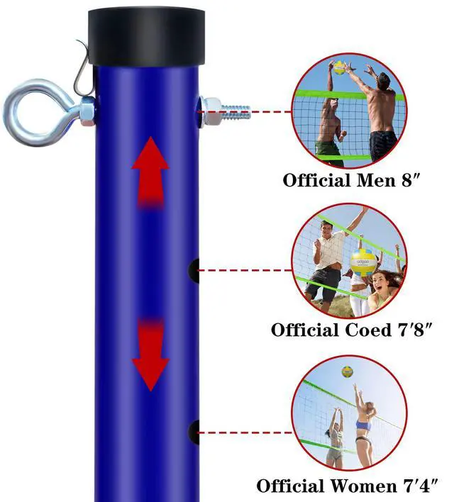 Alt view image 3 of 7 - Outdoor Portable Adjustable Volleyball Net System with Bag | Complete Practice Kit| Height Adjustable|Multiple Size| for backyard, beach, and lawn play| Portable|Easy Set up