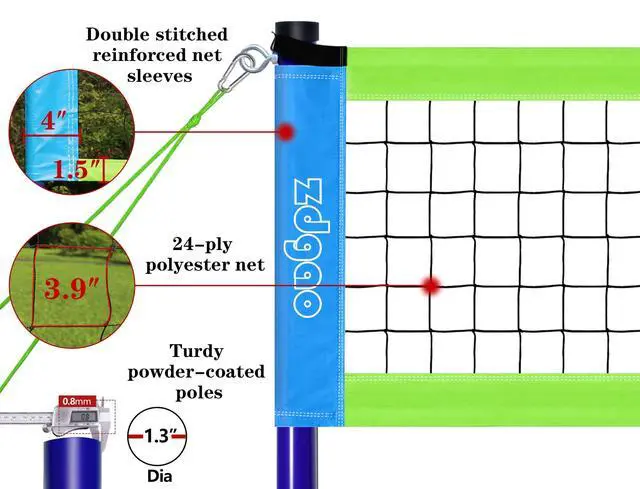 Alt view image 4 of 7 - Outdoor Portable Adjustable Volleyball Net System with Bag | Complete Practice Kit| Height Adjustable|Multiple Size| for backyard, beach, and lawn play| Portable|Easy Set up