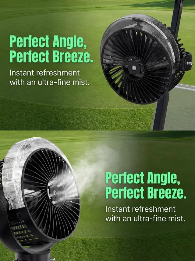 Alt view image 4 of 7 - 2-Pack Magnetic Golf Cart Misting Fan with Heavy-Duty Strap, 12000mAH Battery Operated Portable Fan with 4 Speeds, LED, Timer, Suitable for EZGO Club Car Yamaha, Golf Cart & Camping Accessories 2026