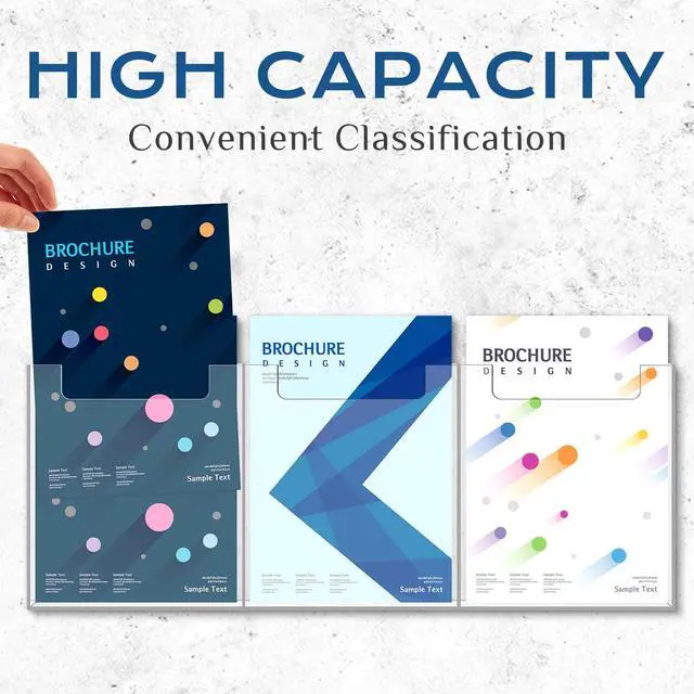 Alt view image 4 of 6 - 2 Pcs Acrylic Brochure Holder Wall Mount, 8.5 x 11 Inches Clear Pamphlet Holder Trifold Flyer Rack Magazine Display Stand for Literature, Magazine, Booklet, Bookmark (Three-slot)