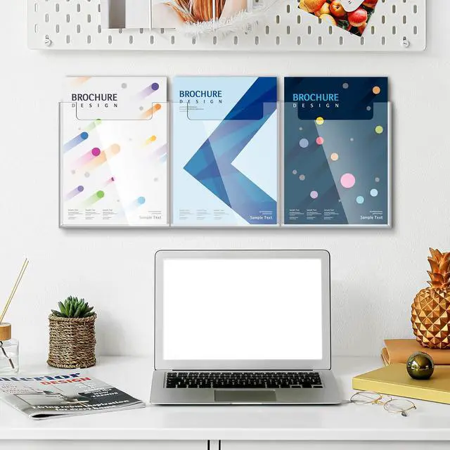 Alt view image 6 of 6 - 2 Pcs Acrylic Brochure Holder Wall Mount, 8.5 x 11 Inches Clear Pamphlet Holder Trifold Flyer Rack Magazine Display Stand for Literature, Magazine, Booklet, Bookmark (Three-slot)