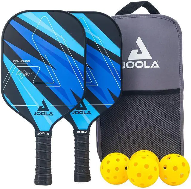 Main image of Pickleball Paddles Set of 2 Multiple Colors - Reinforced Fiberglass Surface Lightweight, Durable, Beginner-Friendly Racket Design Set Includes Balls & Bag USAP Approved