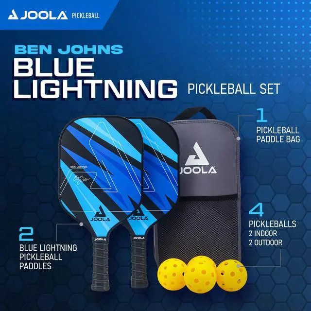 Alt view image 2 of 6 - Pickleball Paddles Set of 2 Multiple Colors - Reinforced Fiberglass Surface Lightweight, Durable, Beginner-Friendly Racket Design Set Includes Balls & Bag USAP Approved