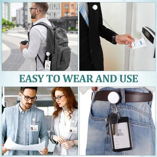 Alt view image 4 of 6 - 70 Pack Heavy Duty Retractable Badge Holder Reel Metal ID Badge Holder with Belt Clip Keyring Retractable Clip Bulk Card for Work Employee Doctor Nurse Gifts (Glossy Silver)