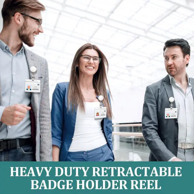 Alt view image 5 of 6 - 70 Pack Heavy Duty Retractable Badge Holder Reel Metal ID Badge Holder with Belt Clip Keyring Retractable Clip Bulk Card for Work Employee Doctor Nurse Gifts (Glossy Silver)