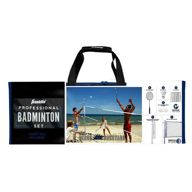 Alt view image 6 of 6 - Badminton Net Sets - Outdoor Backyard + Beach Badminton Net + Equipment Set - (4) Rackets + (2) Birdies + Portable Net Included - Adults + Kids Set