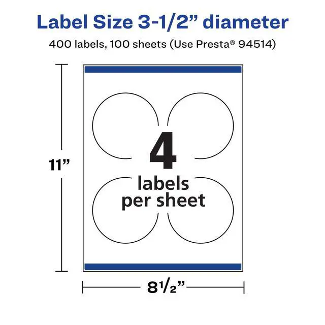 Alt view image 5 of 7 - Matte White Round Labels, Sure Feed Technology, 3.5" Diameter, 400 Matte White Printable Labels