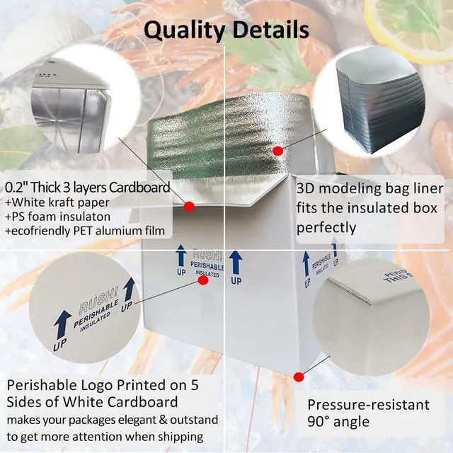 Alt view image 6 of 6 - 19x12x16'' Insulated Shipping Boxes with Bag Liners, Styrofoam Cold Mailer, Foam Cooler Containers, for Mailing Packaging Frozen Food, Perishable Fruit, and More (4 Pack)
