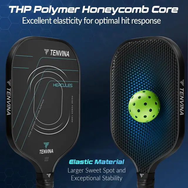 Alt view image 3 of 7 - TENVINA Pickleball Paddles, Multi-Layer T700SC Textured Carbon Fiber Pickleball Paddle, Pickle Ball Paddle with Strong Spin & Power Surface, 4-Types of Shapes and Thicknesses, USAPA Approved