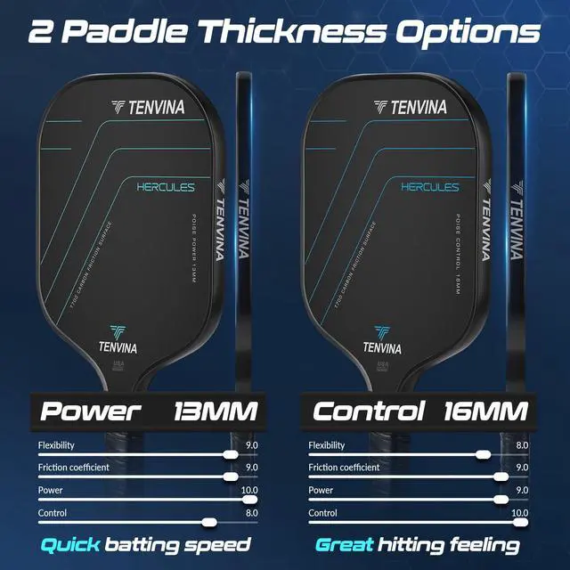 Alt view image 5 of 7 - TENVINA Pickleball Paddles, Multi-Layer T700SC Textured Carbon Fiber Pickleball Paddle, Pickle Ball Paddle with Strong Spin & Power Surface, 4-Types of Shapes and Thicknesses, USAPA Approved