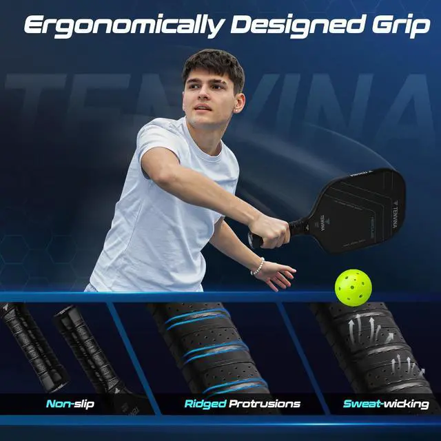 Alt view image 6 of 7 - TENVINA Pickleball Paddles, Multi-Layer T700SC Textured Carbon Fiber Pickleball Paddle, Pickle Ball Paddle with Strong Spin & Power Surface, 4-Types of Shapes and Thicknesses, USAPA Approved