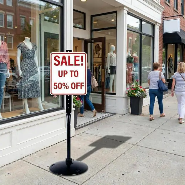 Alt view image 4 of 7 - Cast Iron Sign Stand with 17" Dia Base 48" Tall Heavy Duty Pedestal Post Sign Holder for No Parking Street Signs, Handicap Parking Sign, etc. Comes with Stand, Base, Bolts and Nuts, Black