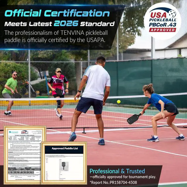 Alt view image 7 of 7 - TENVINA Pickleball Paddles, Multi-Layer T700SC Textured Carbon Fiber Pickleball Paddle, Pickle Ball Paddle with Strong Spin & Power Surface, 4-Types of Shapes and Thicknesses, USAPA Approved