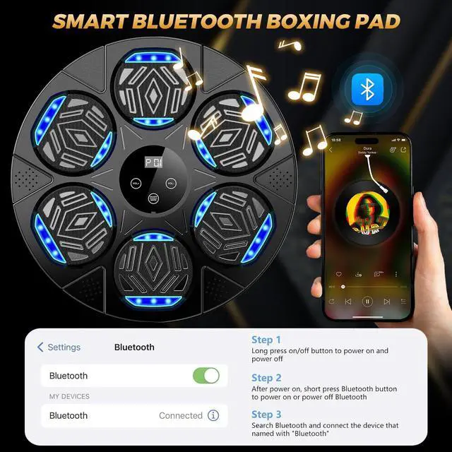 Alt view image 4 of 7 - 2026 Music Boxing Machine for Adults and Kids, Smart Bluetooth Boxing Training Equipment with Gloves Wall Mounted, Workout Punching Machine for Home,Office and Gym
