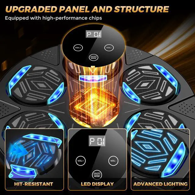 Alt view image 5 of 7 - 2026 Music Boxing Machine for Adults and Kids, Smart Bluetooth Boxing Training Equipment with Gloves Wall Mounted, Workout Punching Machine for Home,Office and Gym