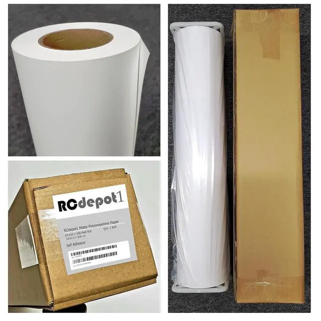 Alt view image 2 of 7 - 1 x 24 inch x 100 ft Matte Polypropylene Banner roll Window Decal Graphics (self Adhesive) Film Poly Vinyl Waterproof, Tear Resistant, 2 inch core, Inkjet Print Poster Signs