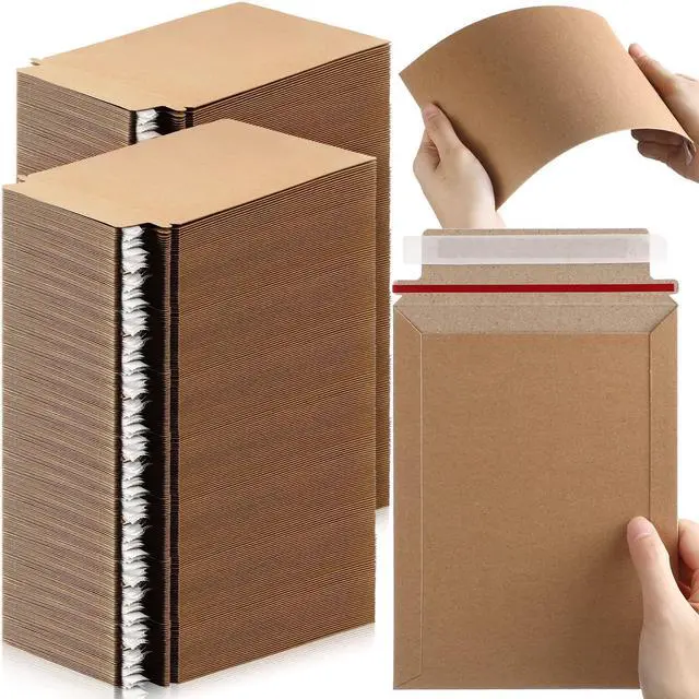 Main image of 350 Pieces 6x8 Rigid Photo Mailers, 350gsm Keep Flat Cardboard Shipping Envelopes with Self Adhesive for Photos, Documents, Prints, CDs, Small Business Mailing