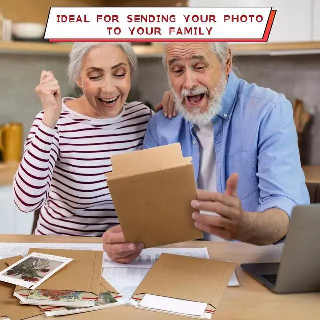 Alt view image 7 of 7 - 350 Pieces 6x8 Rigid Photo Mailers, 350gsm Keep Flat Cardboard Shipping Envelopes with Self Adhesive for Photos, Documents, Prints, CDs, Small Business Mailing