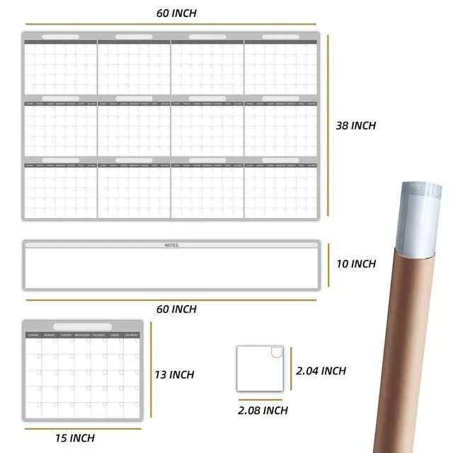 Alt view image 2 of 7 - Large Dry Erase Wall Calendar - 48"x60" 2026 Undated Yearly Wall Calendar for Home, Office, School Projects - Jumbo Erasable and Reusable Laminated Yearly Planning Board