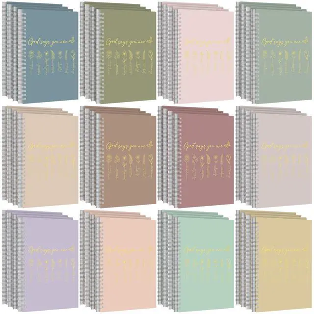 Alt view image 7 of 7 - 48 Pcs Floral Christian Spiral Notebook Set A5 Back to School Christian Gifts God Says You Are Bible Verse Inspirational Prayer Journal with Gold Foil Cover for Church 5.8" x 8.3"