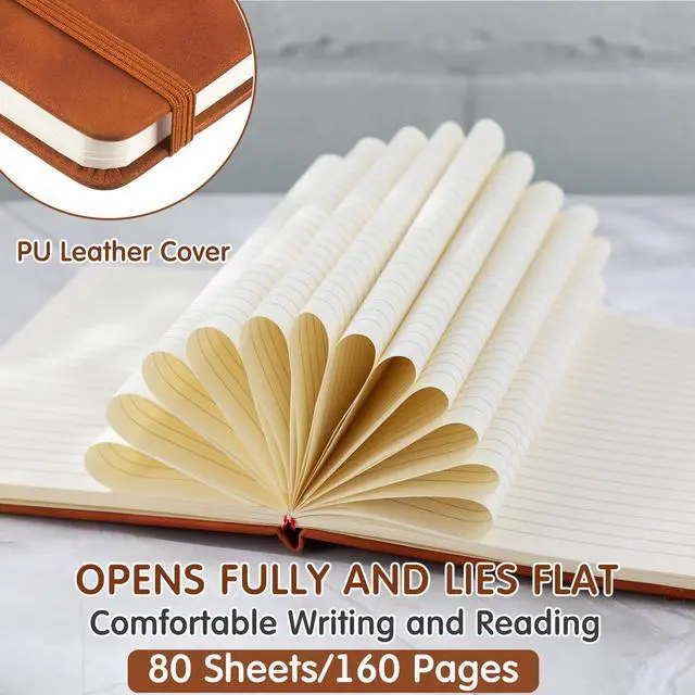 Alt view image 3 of 7 - 24 Pack Leather Notebook Journals Bulk 5.7" x 8.3" Harder Cover A5 Journals for Writing Men Women Leather Travel Notebooks Daily Gifts for Office Back to School (Brown)