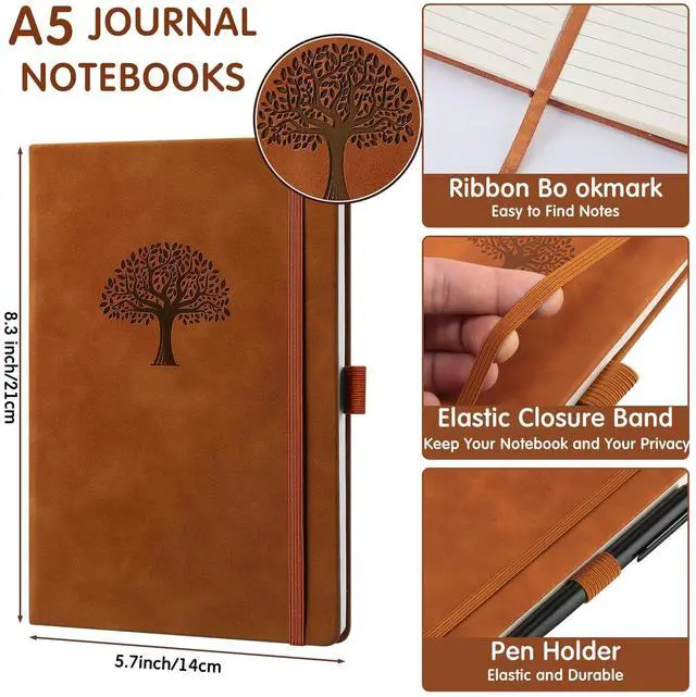 Alt view image 2 of 7 - 24 Pack Leather Notebook Journals Bulk 5.7" x 8.3" Harder Cover A5 Journals for Writing Men Women Leather Travel Notebooks Daily Gifts for Office Back to School (Brown)