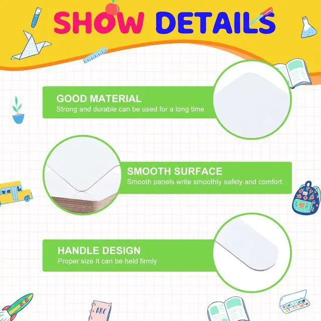 Alt view image 3 of 7 - 50 PCS 8 x 10 Inch Dry Erase Answer Paddle, Handheld Wooden White Board Double Sided Dry Erase Signs Auction Paddles for Students Classroom Office Meeting Voting Answers Bidding Shower Games Party