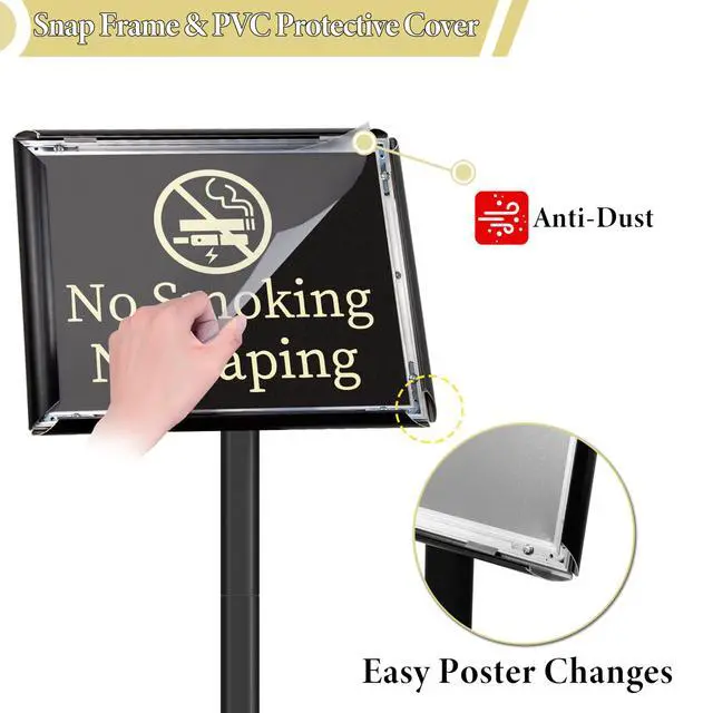 Alt view image 4 of 7 - Please Wait To Be Seated Sign, 8.5 x 11 Inch Heavy Duty Sign Holder Stand with 16 Inserts, Floor Standing Poster Stand with Weighted Base for Indoor/Outdoor Signage&Advertising, Black