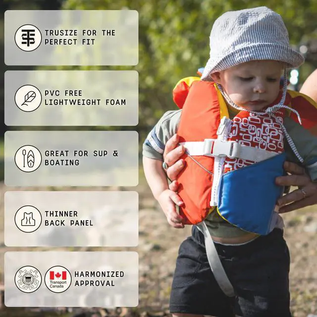 Alt view image 4 of 7 - Infant Life Jacket, US Coast Guard Approved, Type II Life Vest (20-30 lbs) for Babies and Toddlers, Support Collar with Grab Handle, PFD for Pools, Lakes and Boating