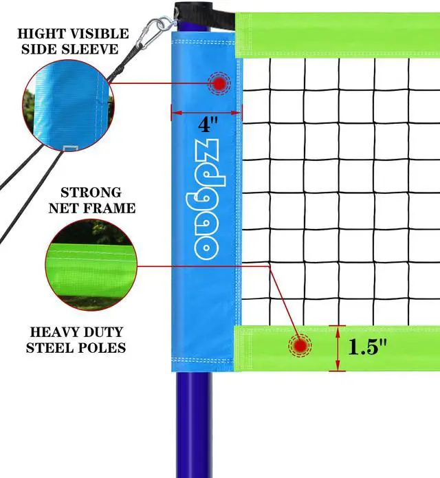 Alt view image 2 of 7 - 32FT Outdoor&Portable Volleyball Net-Adjustable Thick Dia Poles | Completed Set;Easy Setup&Carry;Good for Backyard&Outdoor sites-Park/Beach/Grass/Lawn;32FT Official Size;Durable Materials