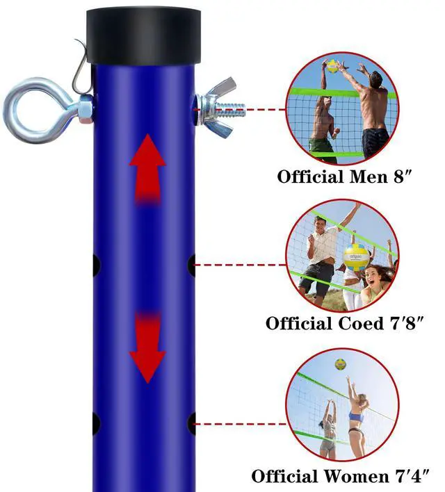 Alt view image 3 of 7 - 32FT Outdoor&Portable Volleyball Net-Adjustable Thick Dia Poles | Completed Set;Easy Setup&Carry;Good for Backyard&Outdoor sites-Park/Beach/Grass/Lawn;32FT Official Size;Durable Materials
