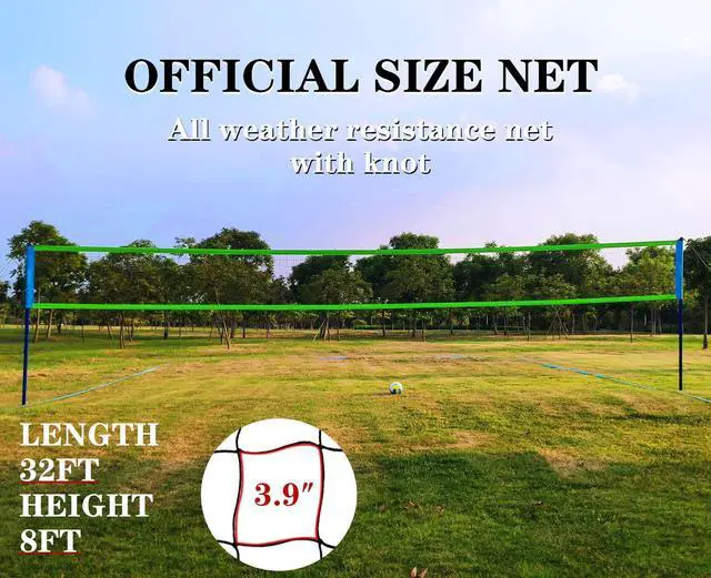 Alt view image 5 of 7 - 32FT Outdoor&Portable Volleyball Net-Adjustable Thick Dia Poles | Completed Set;Easy Setup&Carry;Good for Backyard&Outdoor sites-Park/Beach/Grass/Lawn;32FT Official Size;Durable Materials