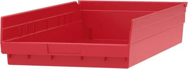Alt view image 6 of 7 - 30174 Heavy Duty Plastic Shelf Bins, 24"x 11"x 4", Red, 6-Pk | Heavy Duty Nesting Storage Bins for Garage, Closet, Refrigerator, Kitchen, Cabinet, Drawer Organization, Pantry Organization