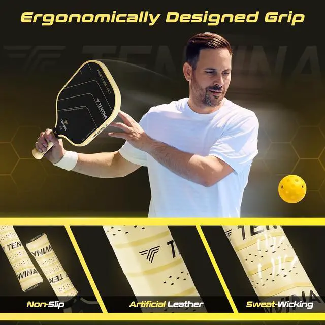Alt view image 6 of 7 - TENVINA Pickleball Paddles, Thermoformed T700SC Carbon Fiber Pickleball Paddle, Pickle Ball Paddle USAPA Approved for Larger Power and Sweet Spot