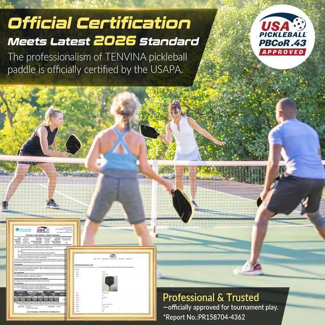 Alt view image 7 of 7 - TENVINA Pickleball Paddles, Thermoformed T700SC Carbon Fiber Pickleball Paddle, Pickle Ball Paddle USAPA Approved for Larger Power and Sweet Spot