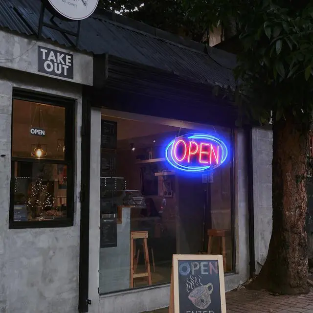 Alt view image 6 of 7 - Open Signs for Business,Neon Open Sign Led,24"x 12",Remote Control Open/Closed Bussiness Hour Sign Set,Light for Bar Coffee Salon Store Window,12V/2A Adapter with ON/OFF Switch (Blue/Red Oval)
