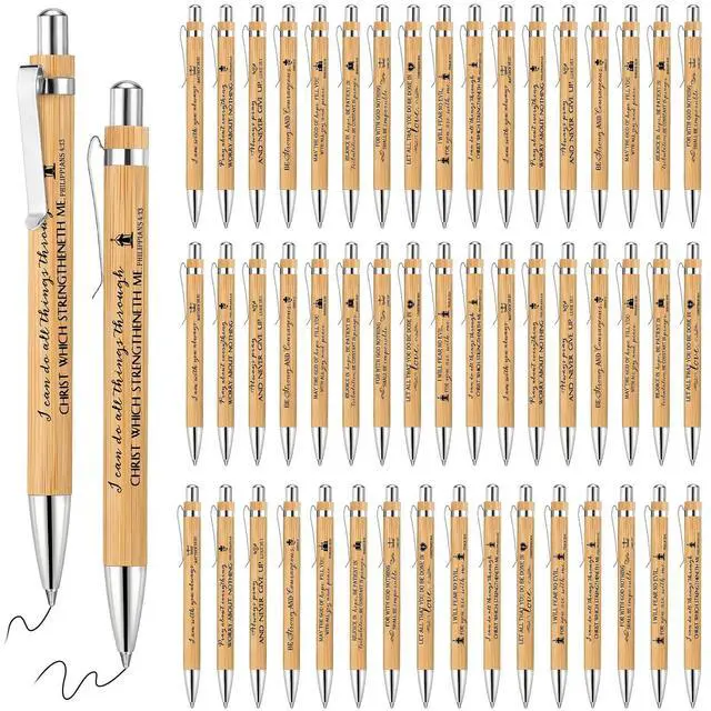 Main image of 200 Pcs Christian Gifts Pens Bulk Bamboo Ballpoint Pens with Bible Verse and Scripture Inspirational Religious Gifts for Church Pastor Appreciation Grandparents Church Sunday School