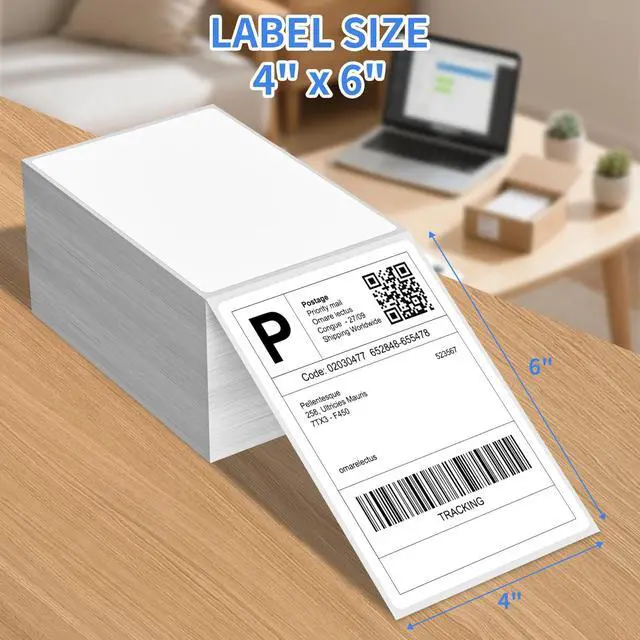 Alt view image 2 of 7 - 4 x 6 Direct Thermal Shipping Labels - Shipping Address Stickers Perforated and Strong Adhesive, Thermal Labels for Rollo & Zebra Printer1000pcs per Stack,4 Stacks