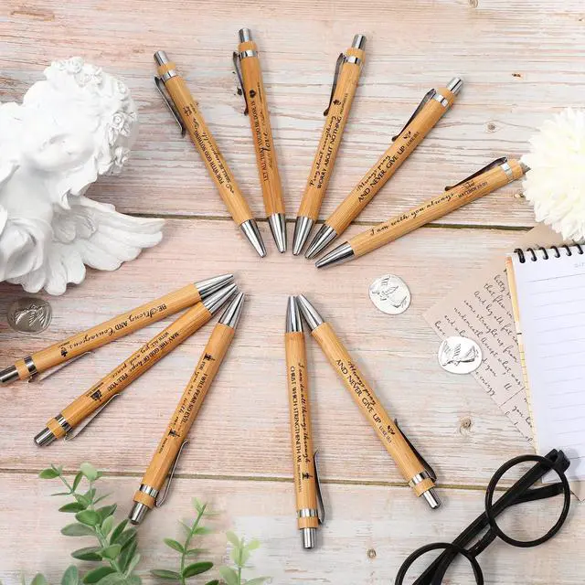 Alt view image 7 of 7 - 200 Pcs Christian Gifts Pens Bulk Bamboo Ballpoint Pens with Bible Verse and Scripture Inspirational Religious Gifts for Church Pastor Appreciation Grandparents Church Sunday School