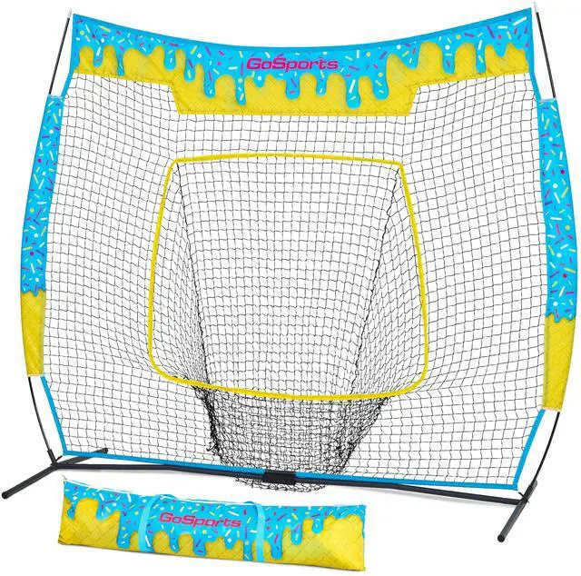Main image of 7 ft x 7 ft Baseball & Softball Nets - Red, Black, Drip or PRO - Practice Hitting & Pitching Net with Bow Type Frame, Carry Bag and Strike Zone, Great for All Skill Levels
