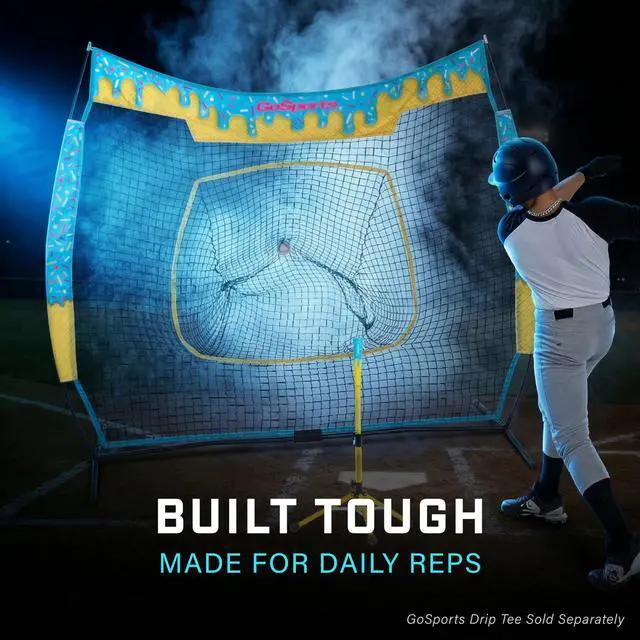 Alt view image 3 of 6 - 7 ft x 7 ft Baseball & Softball Nets - Red, Black, Drip or PRO - Practice Hitting & Pitching Net with Bow Type Frame, Carry Bag and Strike Zone, Great for All Skill Levels