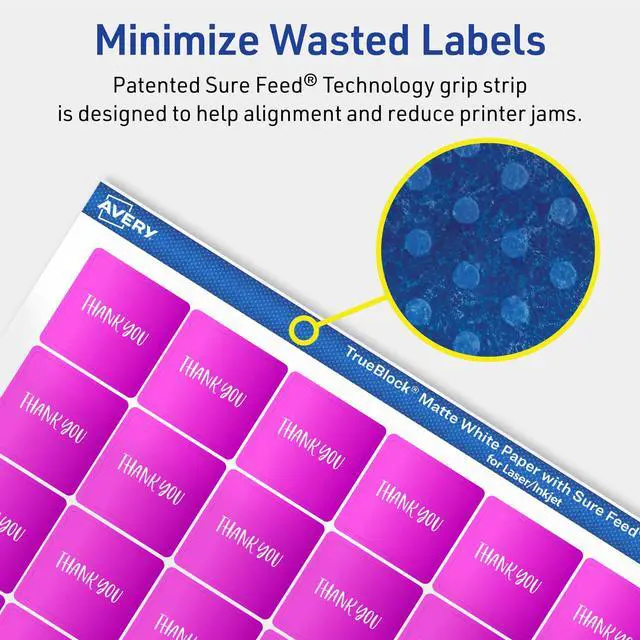 Alt view image 4 of 7 - TrueBlock Matte White Square Labels, Sure Feed Technology, 0.75" x 0.75", 8,000 Matte White Labels, Print-to-The-Edge, Laser/Inkjet Printable, Great for Product Merchandising Stickers